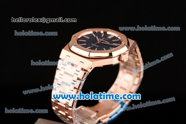 Audemars Piguet Royal Oak 41 Swiss ETA 2824 Automatic Full Rose Gold with Blue Dial and Stick Markers - 1:1 Original (Z) - Click Image to Close